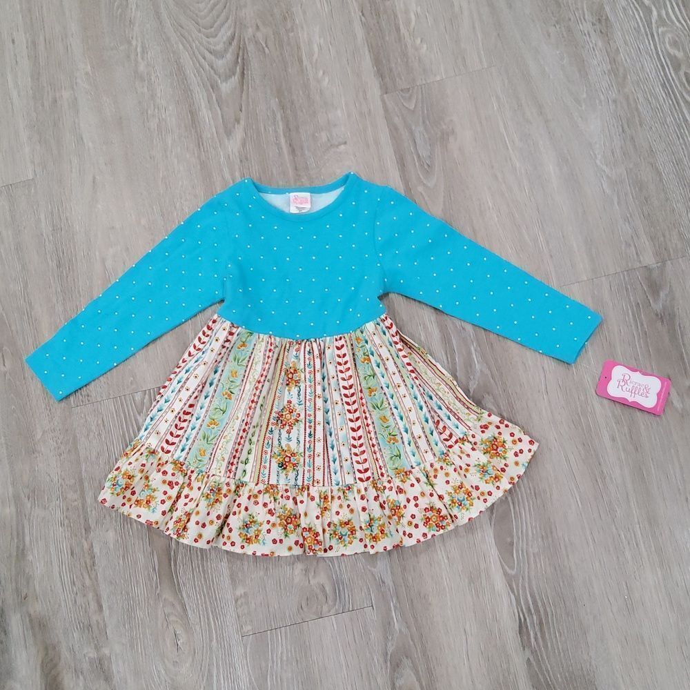 RICRAC & RUFFLES Boutique Floral & Polka Dot Patterned Dress 2T NWT